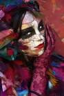 Fantasy of womans head and gloved hand Art Print